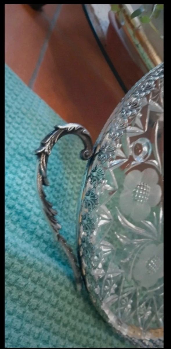 Vassoio  in cristallo  vintage handcut