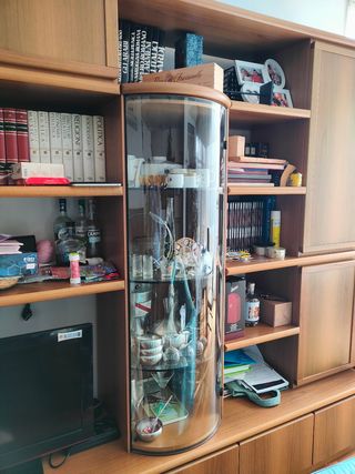 Parete attrezzata legno vetro