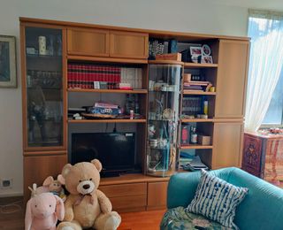 Parete attrezzata legno vetro