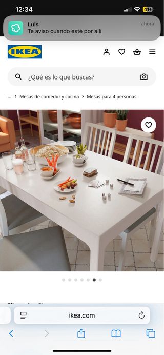Mesa comedor IKEA blanca - 4 personas.