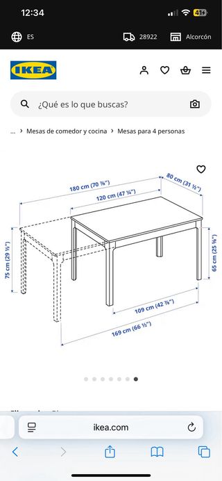 Mesa comedor IKEA blanca - 4 personas.