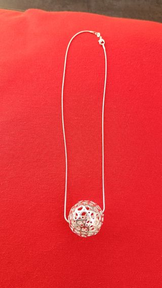 Collar plata colgante bola y cadena 