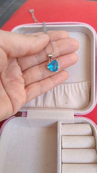 Collar plata colgante circonita azul