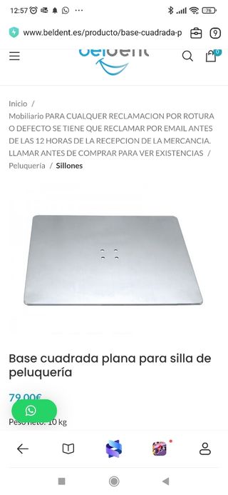 Base para sillon de peluquería