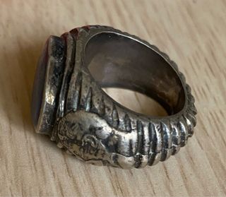 Anillo Sello Romano Plata con Gema Azul  