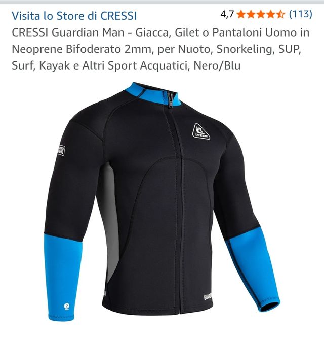 Cressi Neoprene Bifoderato 2mm pantaloni e giacca