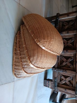 5 Canastas mimbre almacenaje.