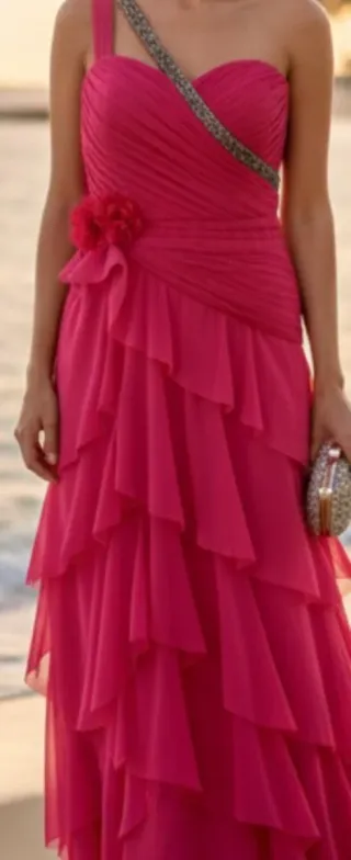 Vestido ocasiones fucsia T-XL