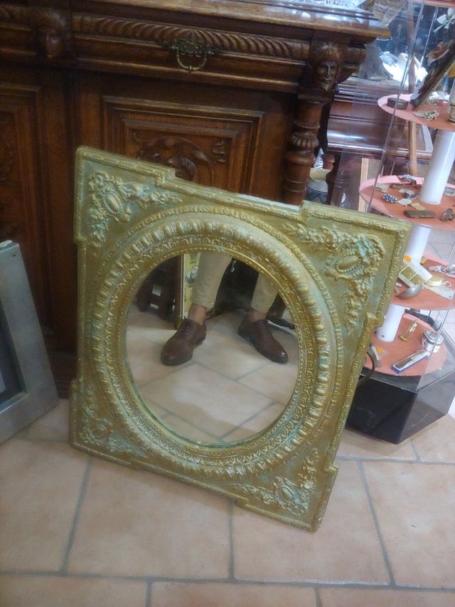 Espejo isabelino antiguo de madera 73x43