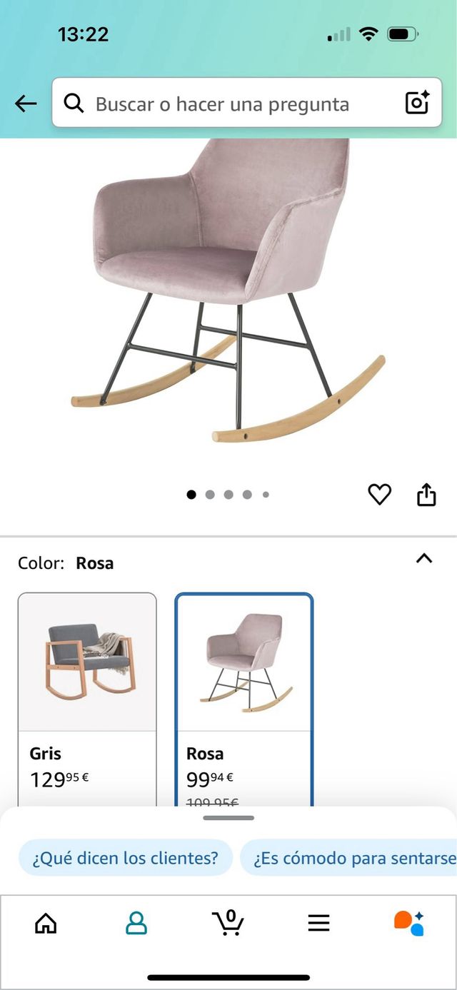 Sillon mecedora tejido terciopelo rosa