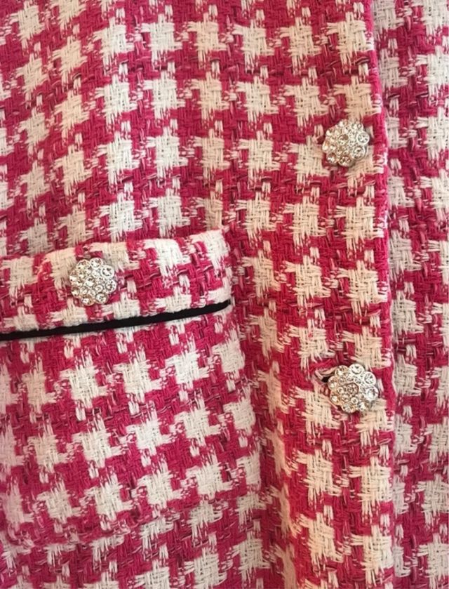 Chaqueta corta de tweed  - Rosa y blanco. T L