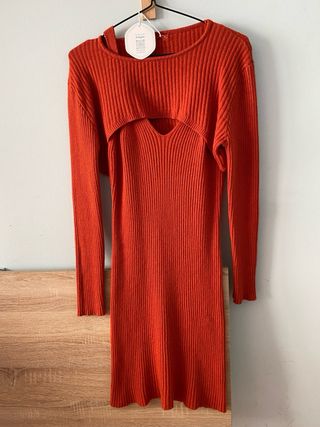 Vestido jersey punto canalé