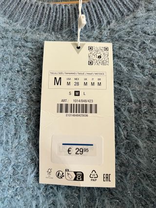 Jersey azul efecto pelo brillos Zara