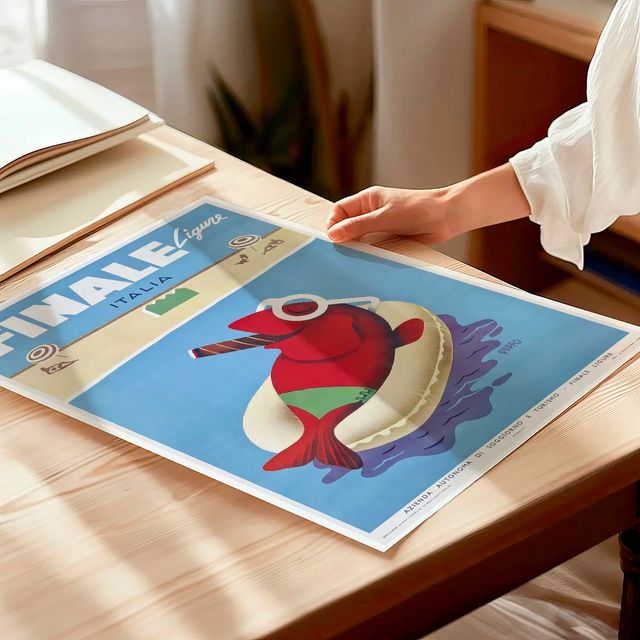 POSTER FINALE LIGURE VINTAGE ITALIANO DE 1954