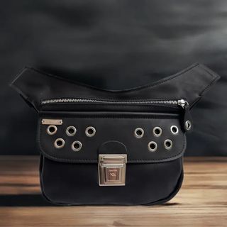 Riñonera "Premium Círculos Negros & Plata"