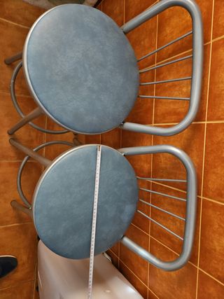 2 Taburetes Altos Metal Azul