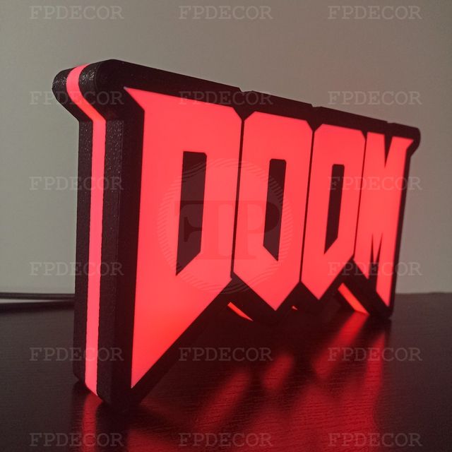 DOOM com LED RGB! Caixa de luz! Decor