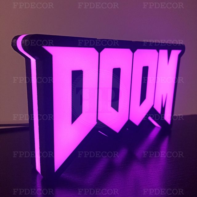 DOOM com LED RGB! Caixa de luz! Decor