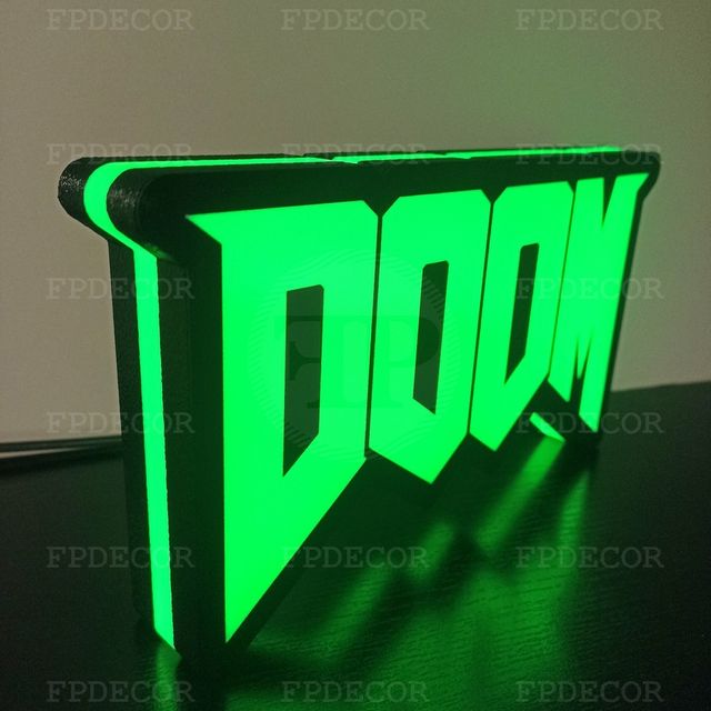 DOOM com LED RGB! Caixa de luz! Decor