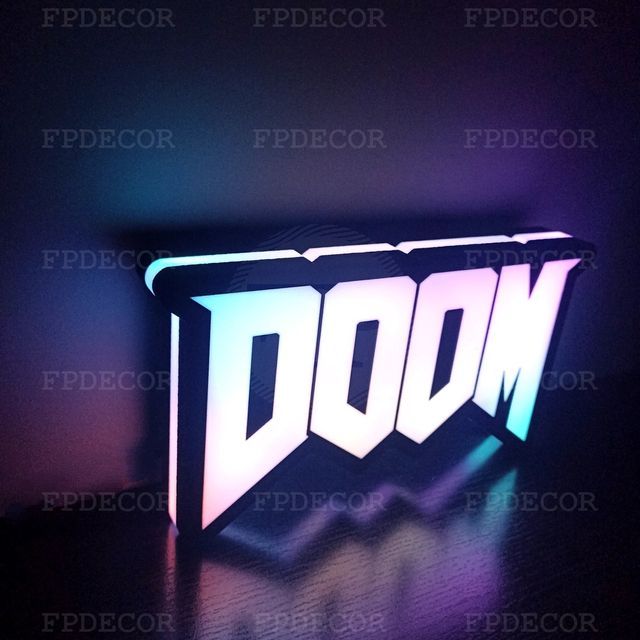 DOOM com LED RGB! Caixa de luz! Decor