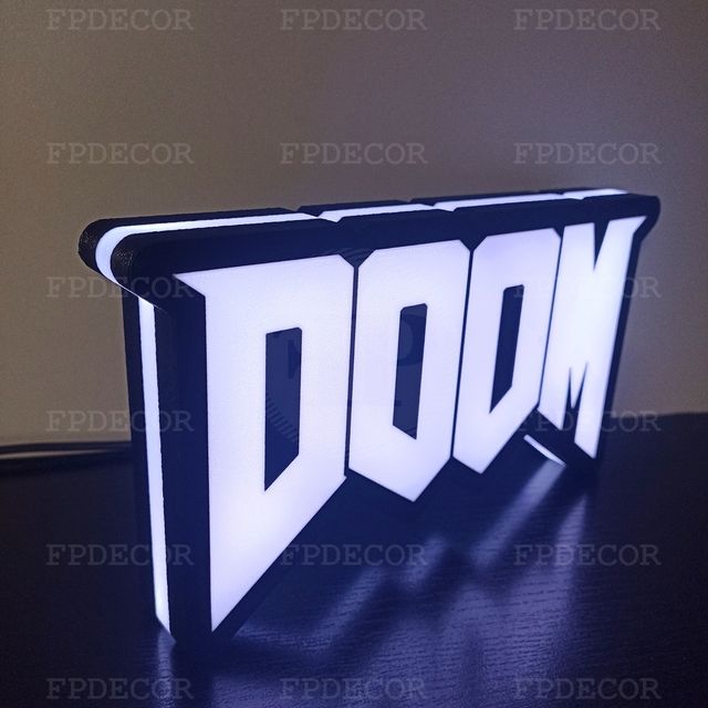 DOOM com LED RGB! Caixa de luz! Decor