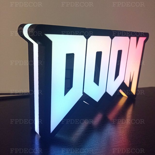 DOOM com LED RGB! Caixa de luz! Decor