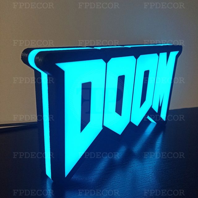 DOOM com LED RGB! Caixa de luz! Decor