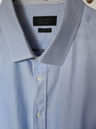 Camisa Zara Tailored Fit traje azul claro