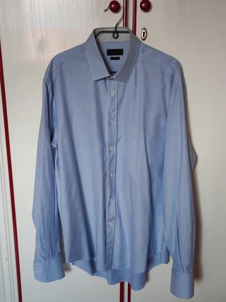 Camisa Zara Tailored Fit traje azul claro