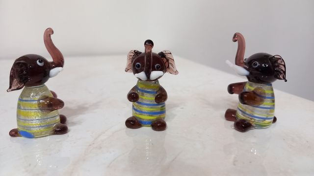 3 Elefanti Murano vetro argento