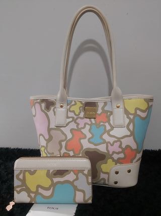 TOUS Bolso Tote Multicolor + Cartera a Juego