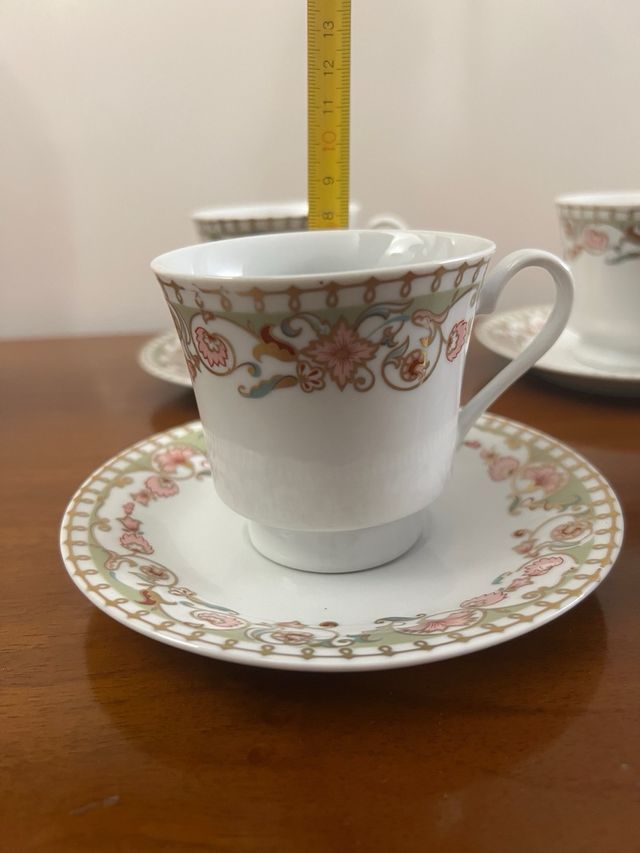 Set da tè Limoges 5 tazzine e zuccheriera vintage