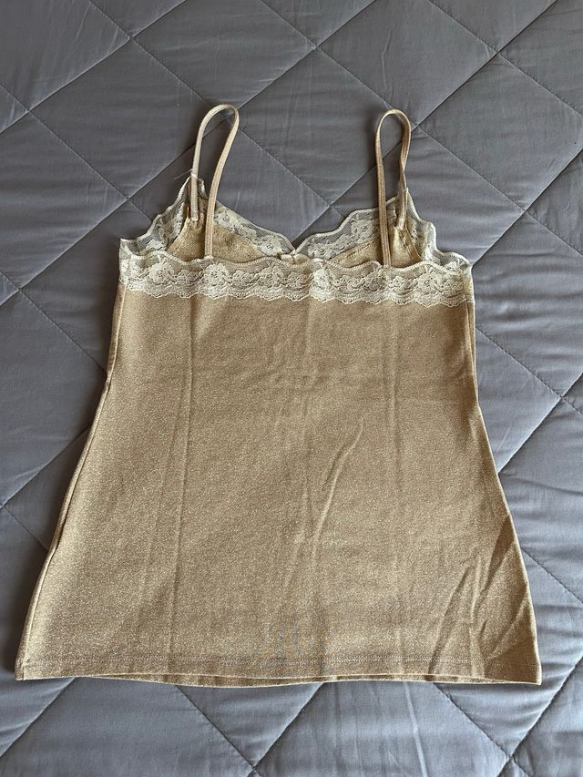 Canotta oro con pizzo