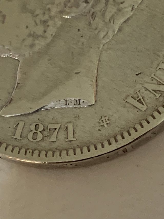 MONEDA AMADEO DE SABOYA 1871 (*71). Duro de Plata.