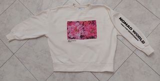 Felpa beige stampa fiori