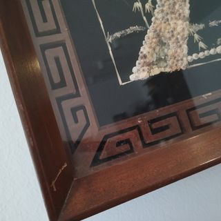 Cuadro chino artesano con nácar y conchas