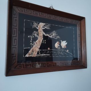 Cuadro chino artesano con nácar y conchas