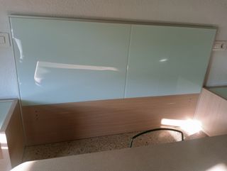 Cabecero cama madera cristal - beige