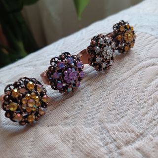 4 Anillos Ajustables Multicolor. Oro rosa