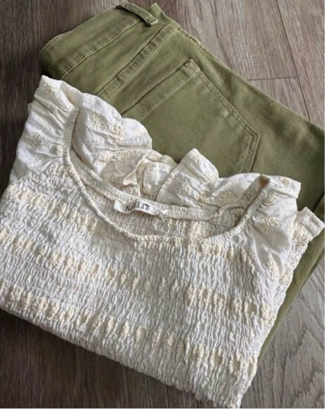 Blusa+shorts NAELLE beige/verde oliva