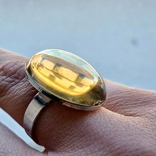Anillo ajustable  plata piedra dorada
