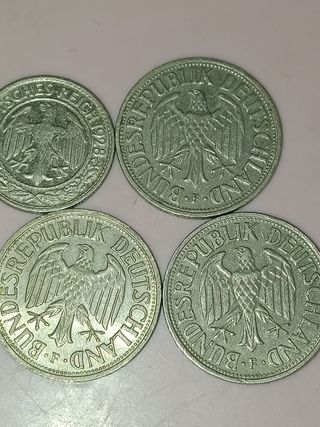 Lote de 4 monedas antiguas de Alemania de águila.