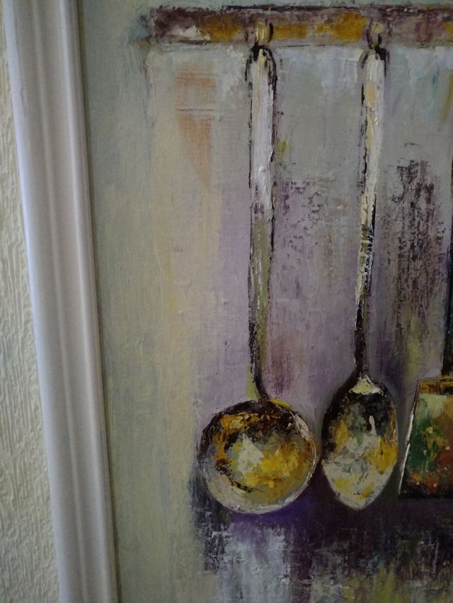 Cuadro grande abstracto, bodegón moderno -