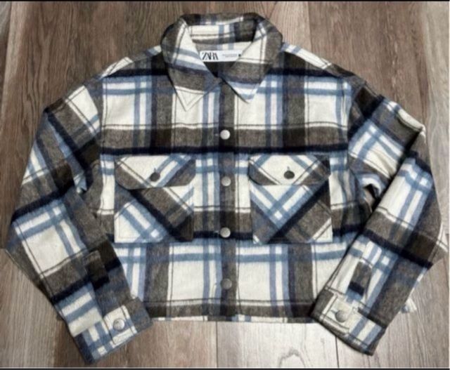 Chaqueta cuadros Zara - Azul y blanco