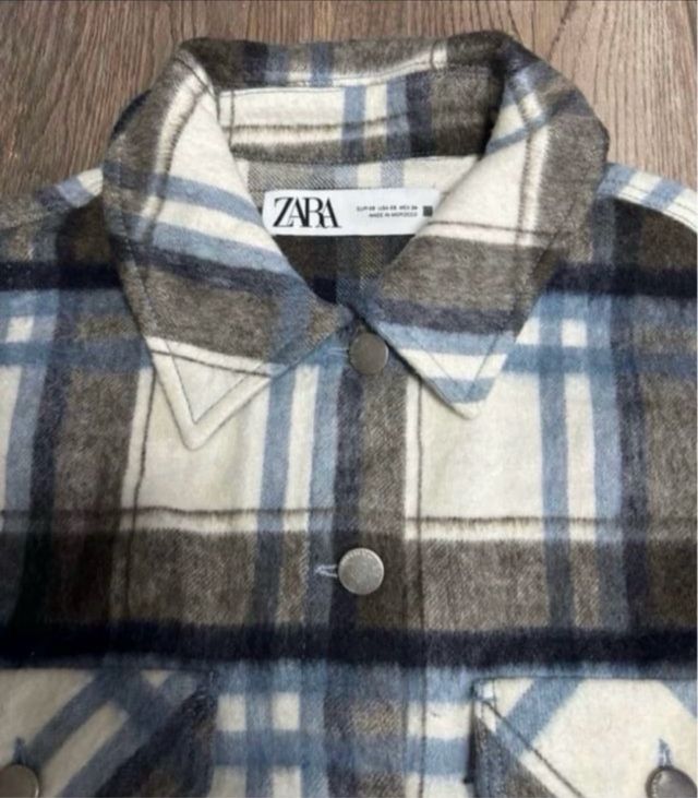 Chaqueta cuadros Zara - Azul y blanco
