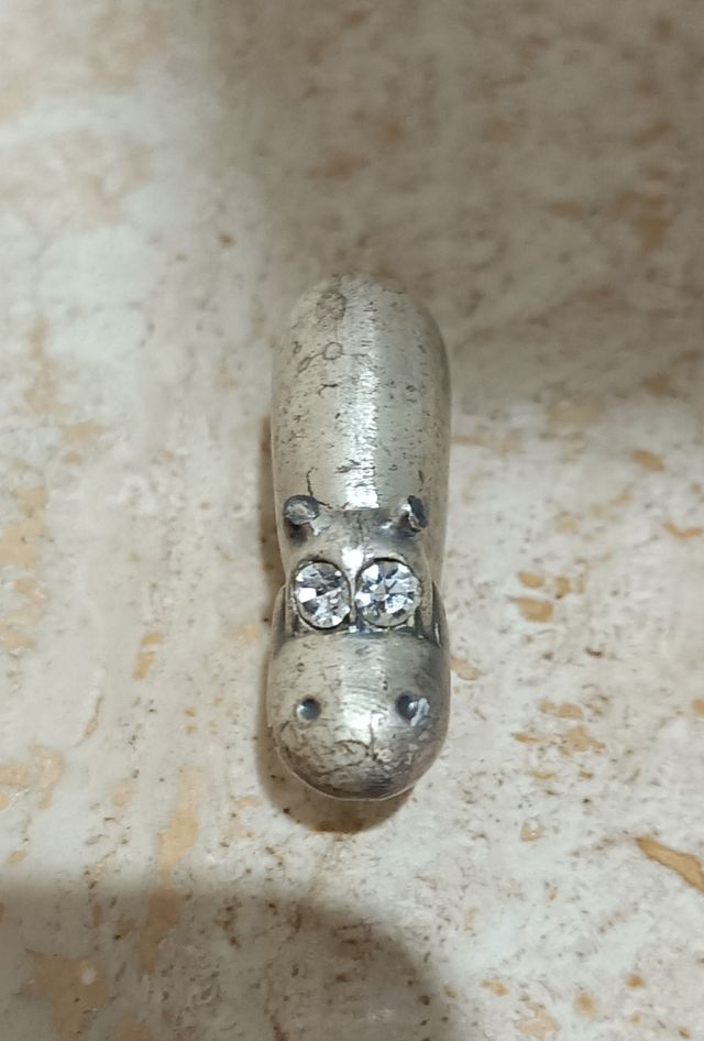 Mini Ippopotamo vintage metallo placcato Argento