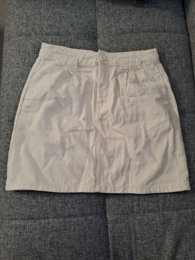 Mini Falda Vaquera Beige