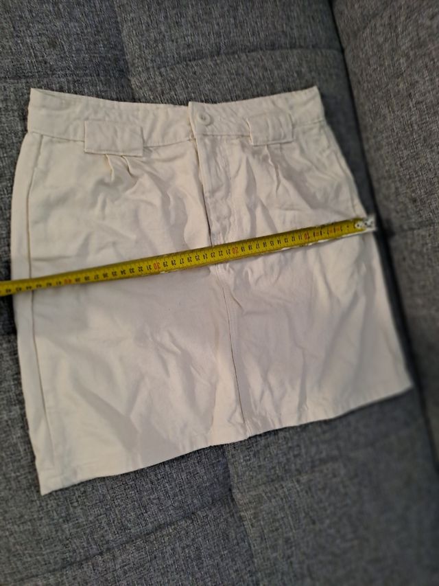 Mini Falda Vaquera Beige