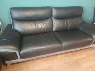 2 Sofás de piel 2,10m - Negro/Gris