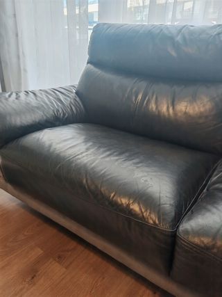 2 Sofás de piel 2,10m - Negro/Gris